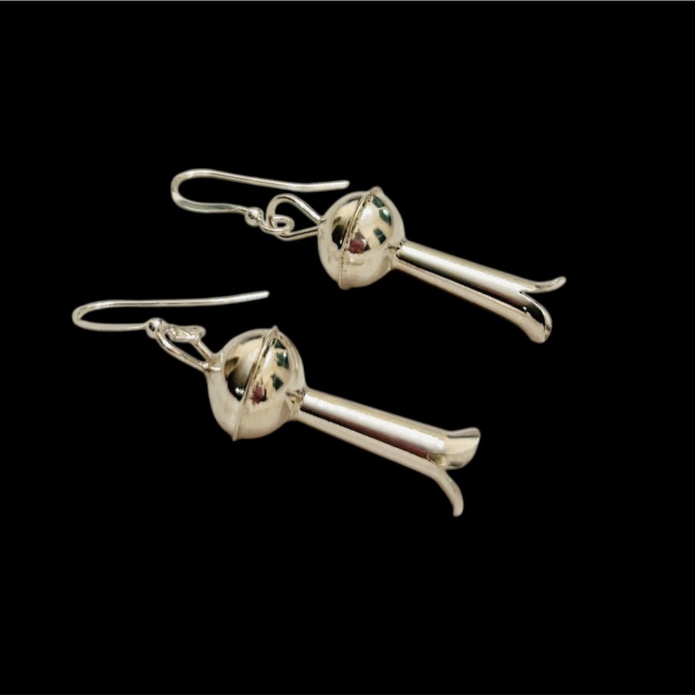 Earrings sterling .925 squash blossom, Navajo Southwest style sterling silver